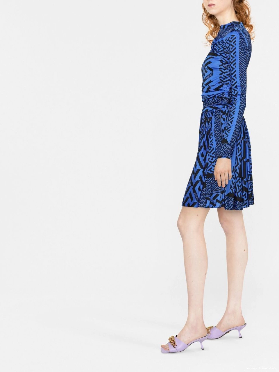 Affordable Women dress long-sleeve Versace Greca-print 0707